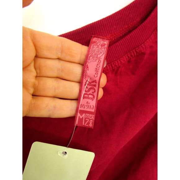BSK Casual Connection by Bershka Women One Shoulder Top - Medium Cotton Red NWT - Picture 3 of 16